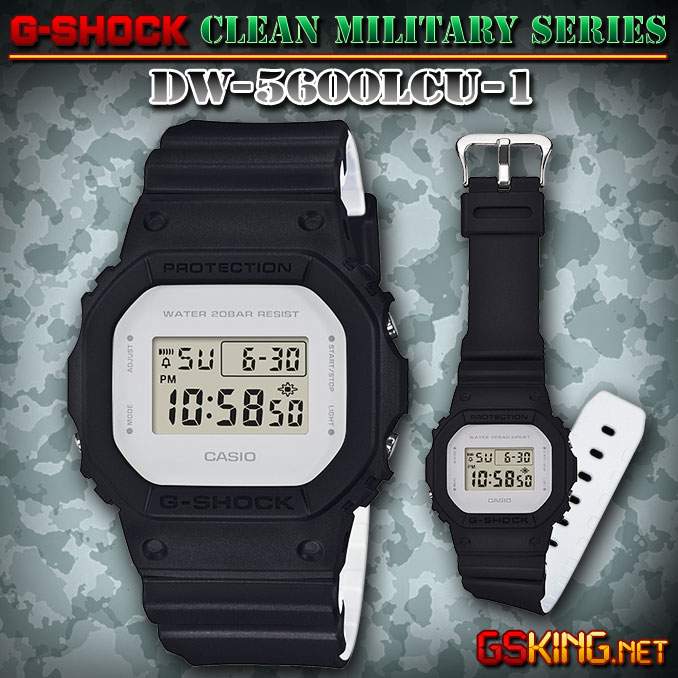 G-Shock DW-5600LCU-1 / DW5600LCU-1ER-1JF in Schwarz-Weiß (Dual-Band) aus der Clean-Military-Series