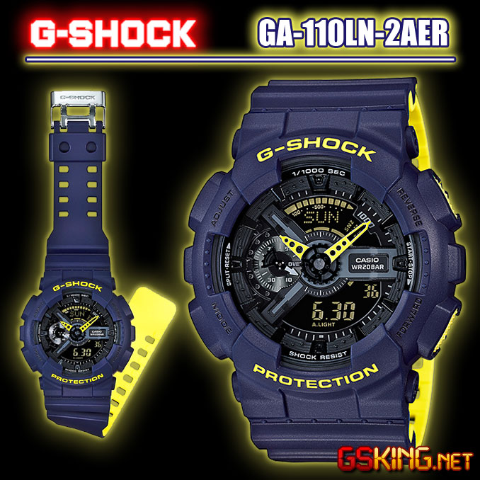 Casio G-Shock GA-110LN-2AER Matt-Blau und Neon-Gelb