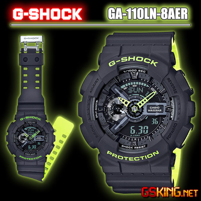 Casio G-Shock GA-110LN-8AER Matt-Grau und Neon-Grün