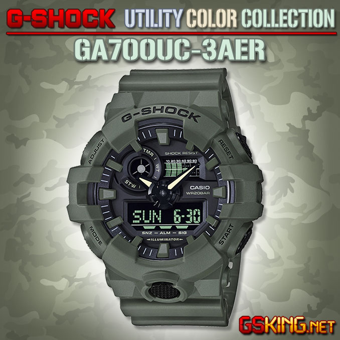 Casio G-Shock GA-700UC-3AER 3A - Militäruhr in der Tarnfarbe Olivgrün und Schwarz