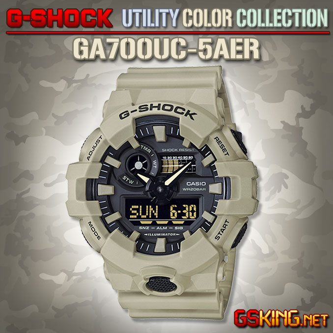 Casio G-Shock GA-700UC-5AER 5A - Militäruhr in der Tarnfarbe Sandbraun und Schwarz