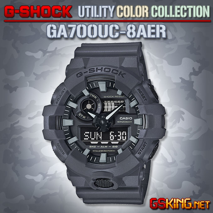 Casio G-Shock GA-700UC-8AER 8A - Militäruhr in der Tarnfarbe Stahlgrau und Schwarz