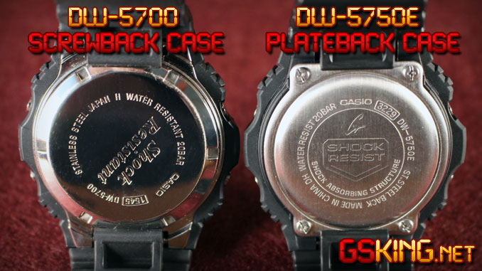 Casio G-Shock DW-5700 Screwback Case und DW-5750E Plateback Case im Vergleich
