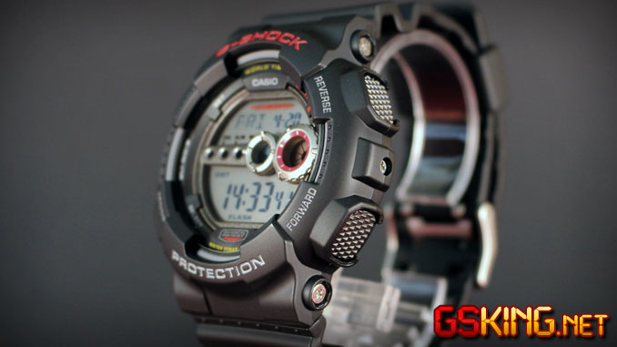 Casio G-Shock GD-100-1AER - extrabreite, in das Bezel versenkte Funktionstasten an der Gehäuseseite