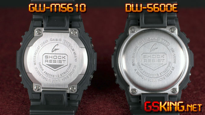 G-Shock GW-M5610-1ER und DW-5600E-1VER Vergleich der rückseitigen Stahlplatte
