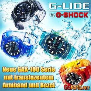 G-Lide GAX-100 Serie - Surfer-Uhren mit Armband und Bezel in transluzenten Farben